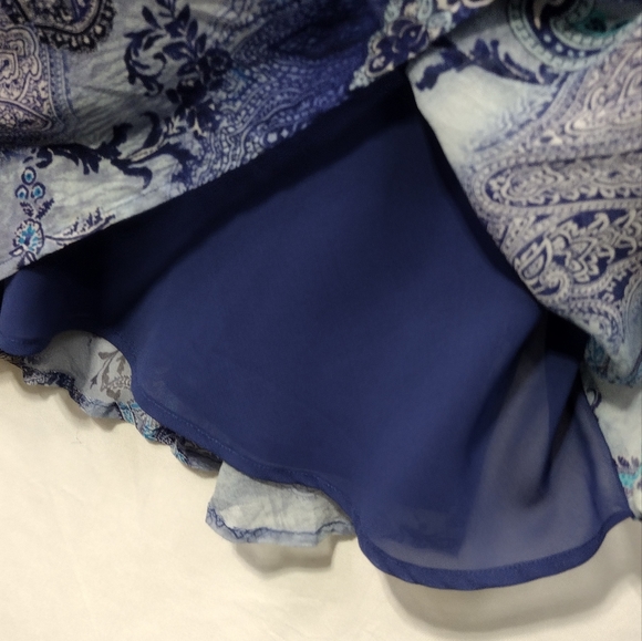 Avenue Parsley Silk Tunic Women's 18/20 Blue Floral Lined Retro 90s Y2K - Picture 6 of 9